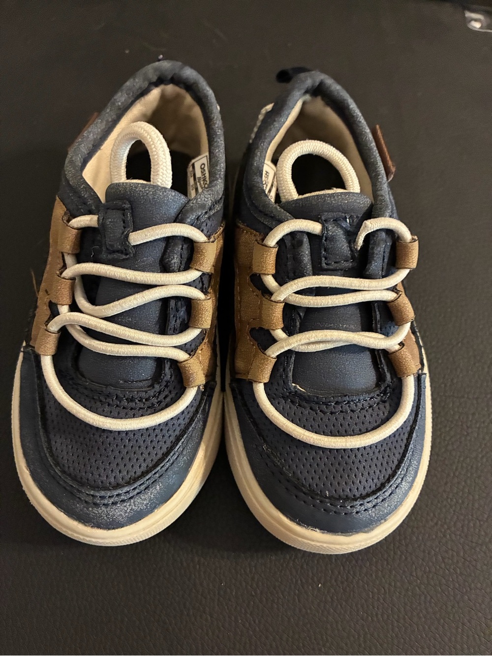 Kids Navy and Brown Casual Sneakers - osh kosh size